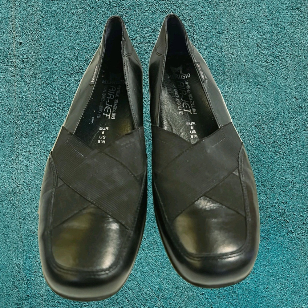 Womens Mephisto Karol Black Leather Wedge Pumps Size US 8.5 EUR 6 226168 Croatia